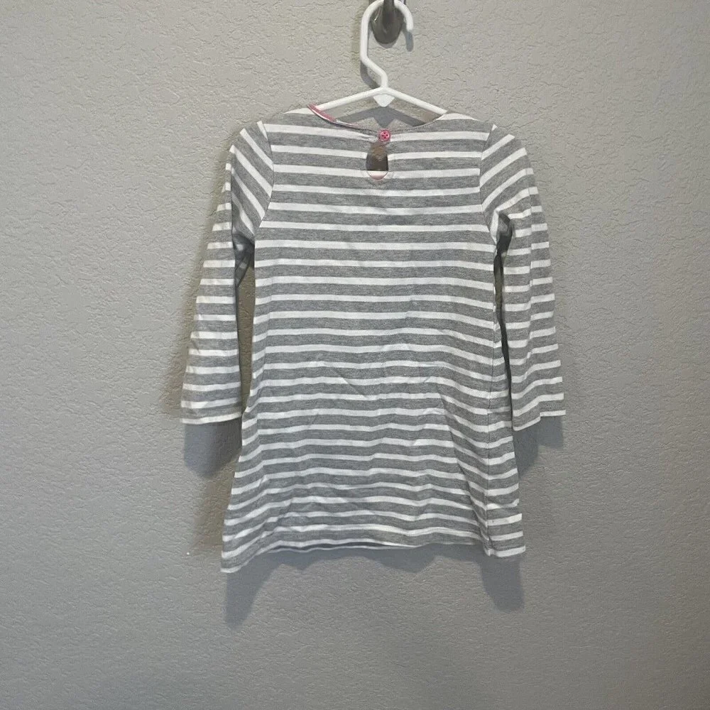 Gymboree Girls Long Sleeve Knit Dress size 3T gray flower floral striped